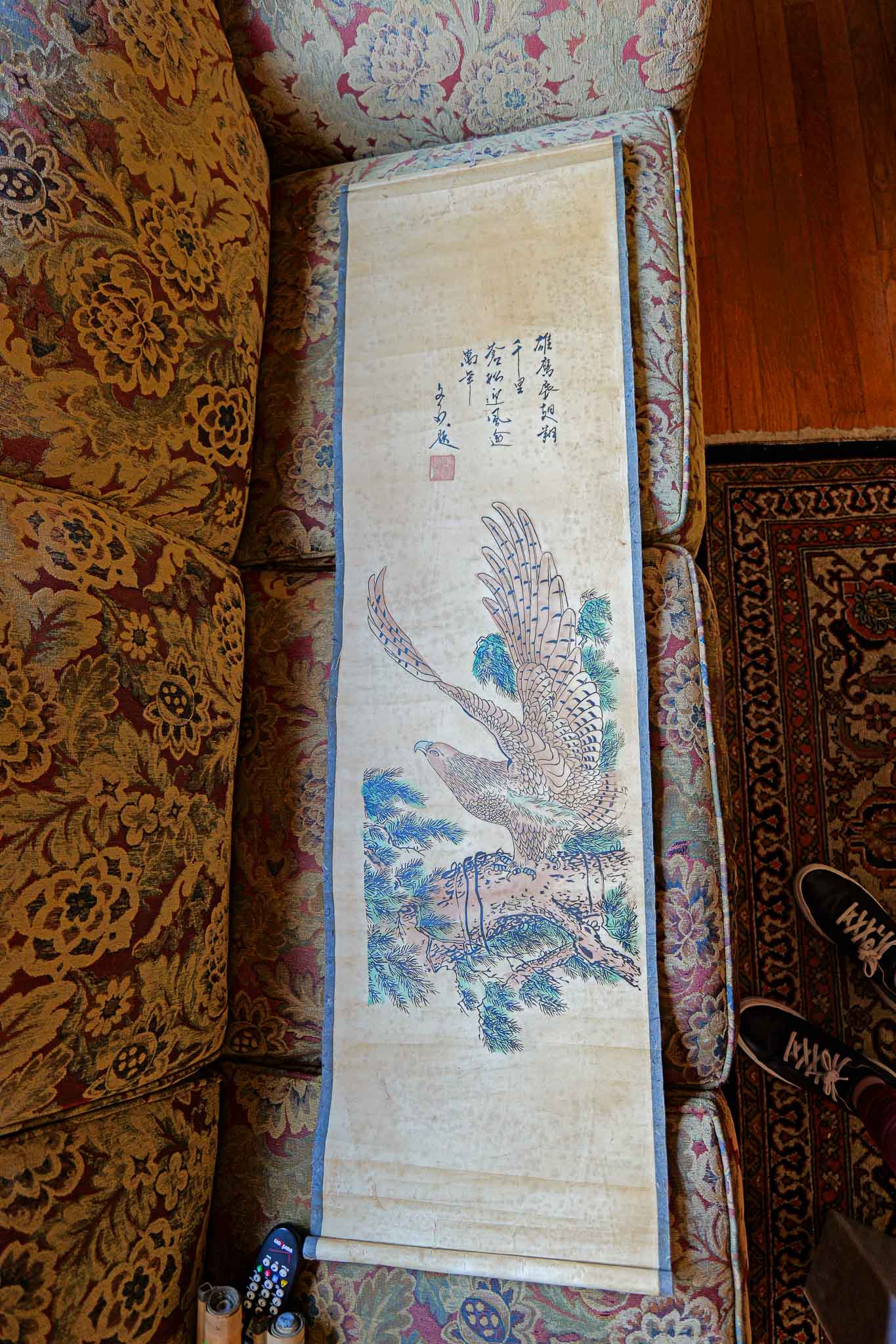 VINTAGE DECORATIVE CHINESE HANGING SCROLL – EAGLE ON BRANCH