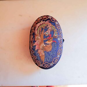 VINTAGE CHINESE EMBROIDERED PHOENIX SILK CASE / JEWELRY BOX
