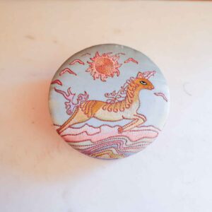 Set of 2 Embroidered Decorative Round Boxes Unicorn Deer Design Satin Lined Trinket Storage