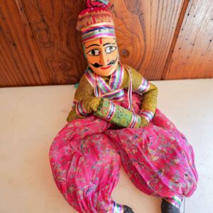 VINTAGE INDIAN SPRING PUPPET – HANDCRAFTED RAJASTHANI FOLK ART DOLL (18”)