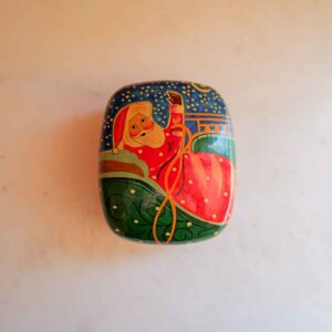 Hand-Painted Santa Wooden Trinket Box Christmas Folk Art Mini Box 4”