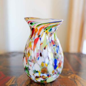 Rox Hinkle Art Glass Mini Vase – Buckhannon WV Hand Blown Confetti Glass (3.5”)