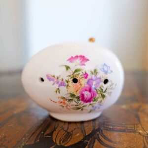 Vintage Japanese Ceramic Floral Pomander / Potpourri Diffuser – Hand Painted Porcelain (2”)