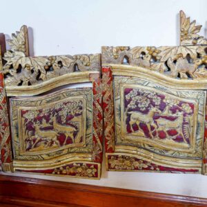 Hand-Carved Wooden Decorative Panels (Set of 2) – Painted Deer Motif, 17”