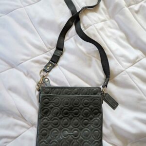 Coach Kitt Small Crossbody Bag Black Quilted Leather Signature C Pattern Messenger