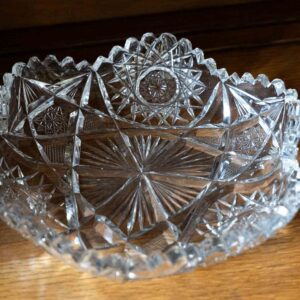 Cut Crystal Decorative Bowl With Starburst Pattern