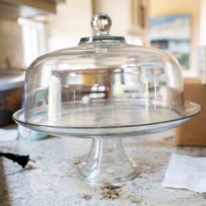 Glass Pedestal Cake Stand With Dome Cover