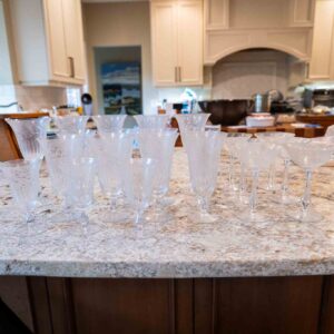 Etched Berry Crystal Stemware Set, 22 Pieces