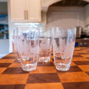 Set of 5 Etched Horse Carriage Highball Glasses