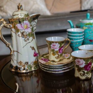 Nippon Noritake Floral Porcelain Chocolate Pot Set