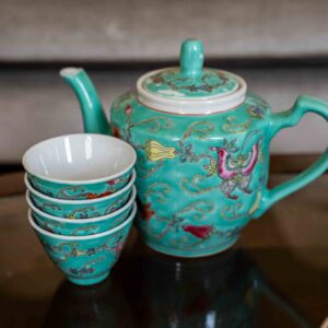 Vintage Jingdezhen Turquoise Porcelain Tea Set