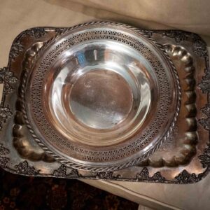 Roman Silversmiths Silverplate Tray with Serving Bowl