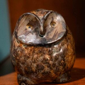 MCM Style Brown Glazed Ceramic Owl Figurine