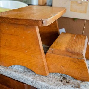 Vintage Wooden Two-Step Stool with Racks