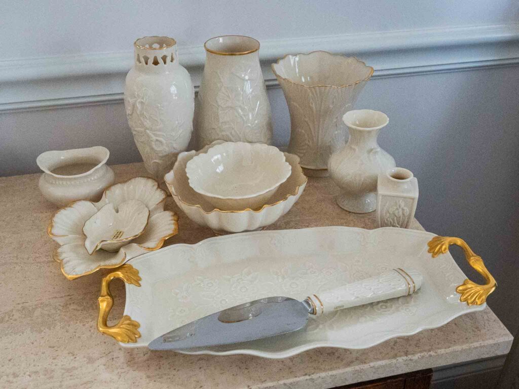 Lenox ivory porcelain vases bowls