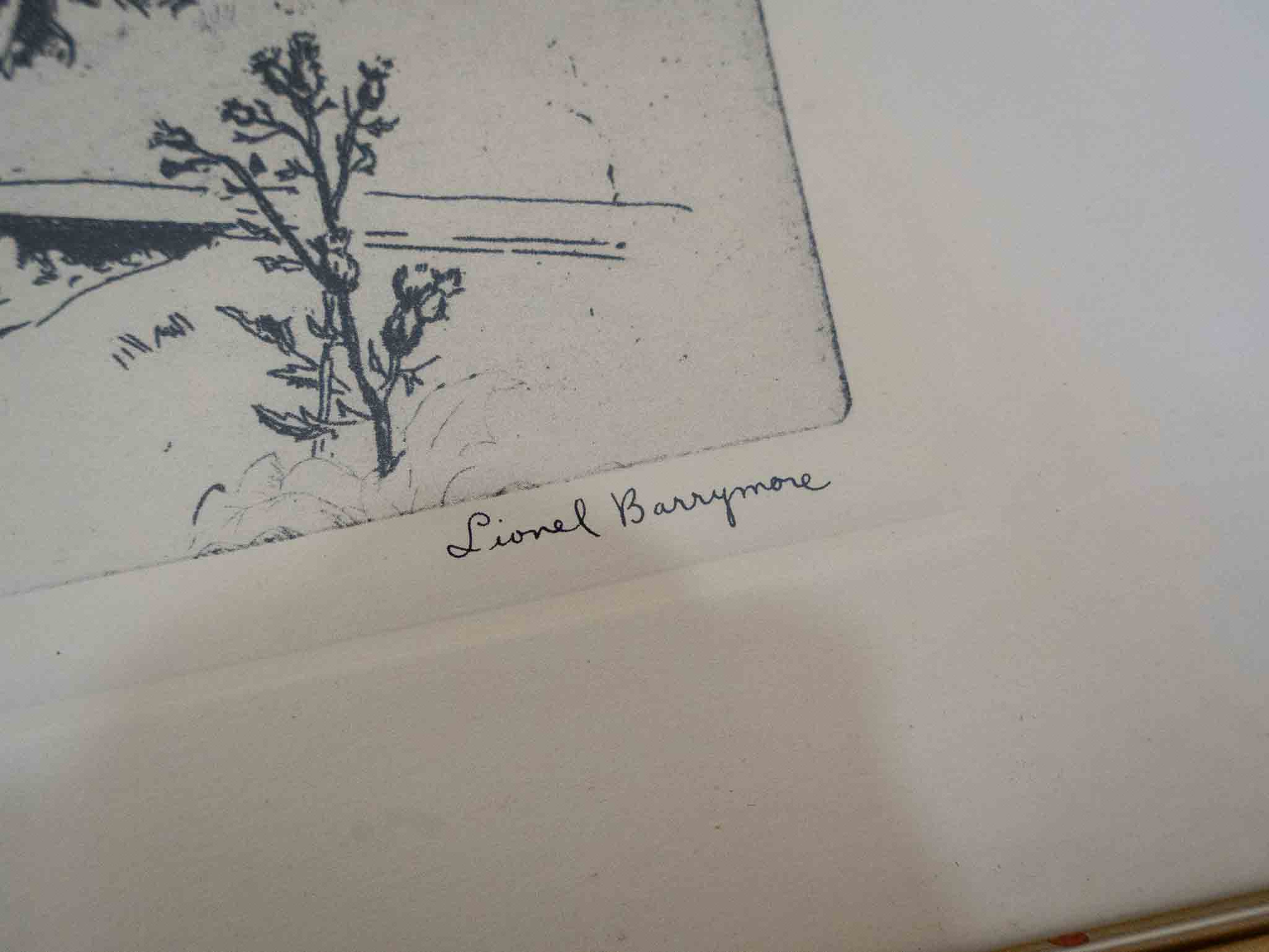 Lionel Barrymore “Shoreside Farm” Framed Etching Reproduction - Image 4