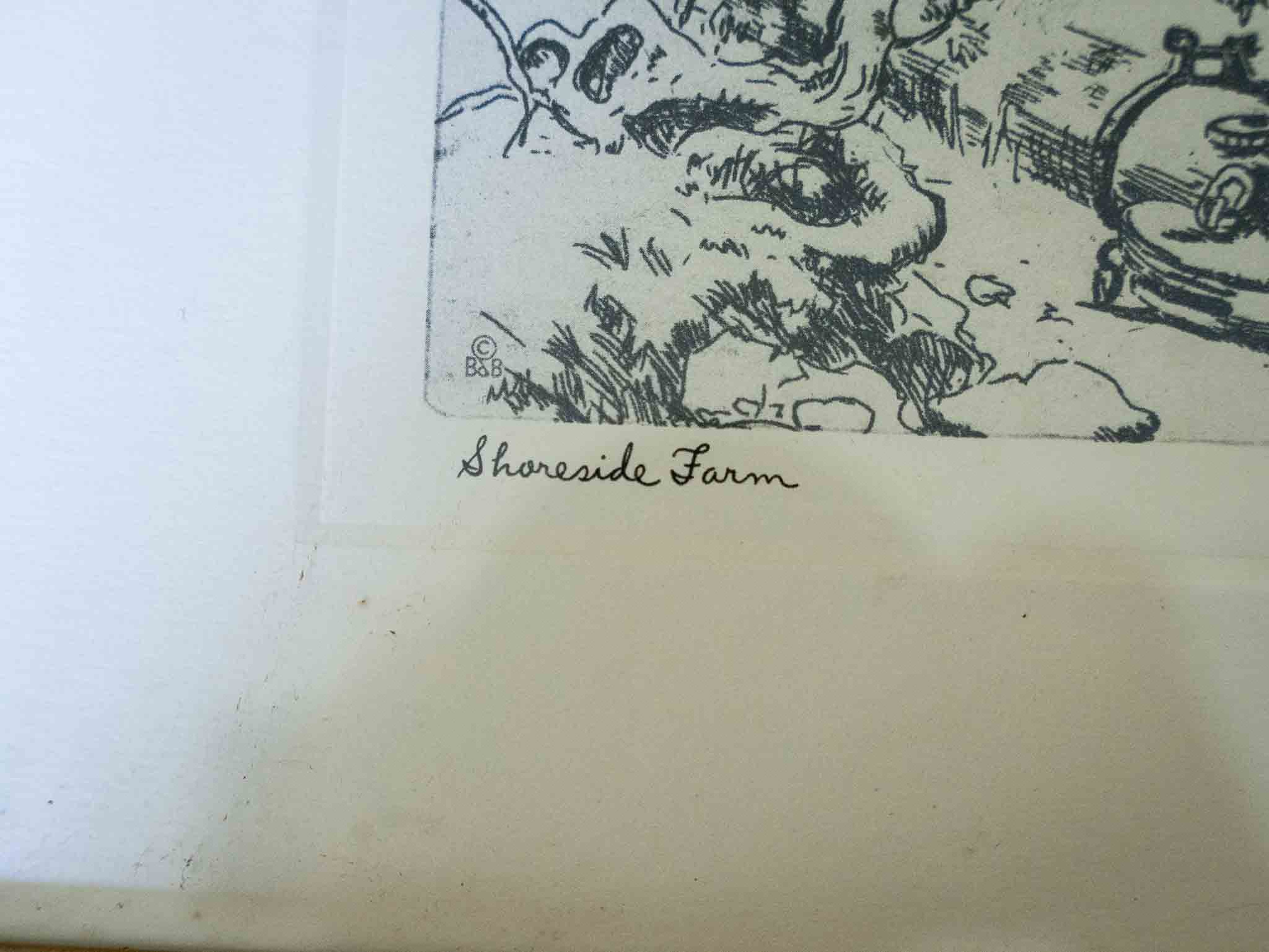 Lionel Barrymore “Shoreside Farm” Framed Etching Reproduction - Image 3